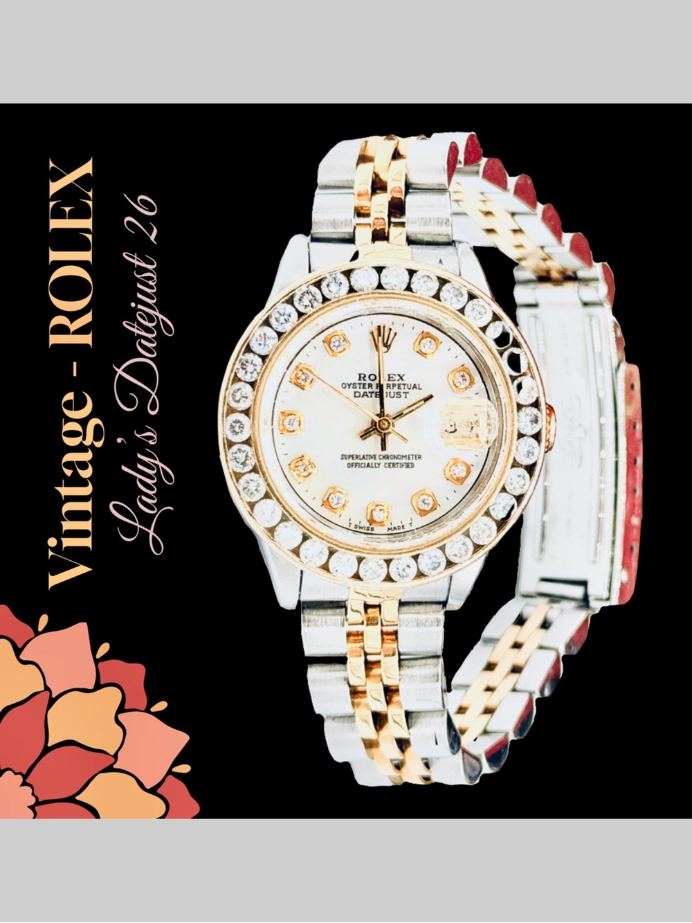 Authentic Ladies Rolex Datejust 26 - Diamonds & 18K Gold